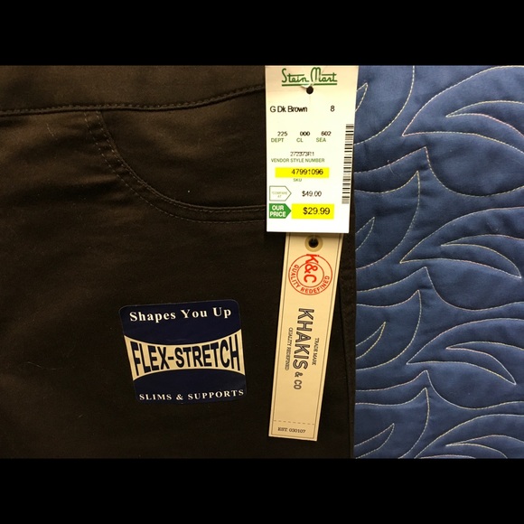 Brown stretch cotton pants. Still has tags never worn. - Picture 6 of 10